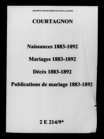Courtagnon. Naissances, mariages, décès, publications de mariage 1883-1892