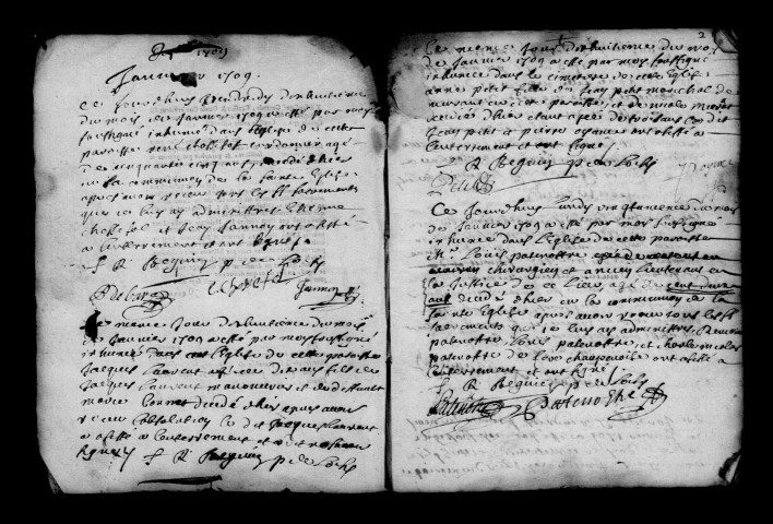 Loisy-en-Brie. Baptêmes, mariages, sépultures 1709-1710