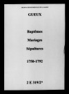 Gueux. Baptêmes, mariages, sépultures 1750-1792