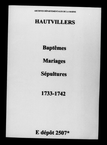 Hautvillers. Baptêmes, mariages, sépultures 1733-1742