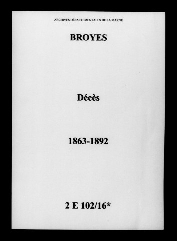 Broyes. Décès 1863-1892