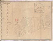 Atlas de Berméricourt, cartes au simple trait des 41 cantons de cette terre dans lesquels sont marqués, par une petite croix de malthe, les terres du domaine de la Commanderie du Temple de Reims : Plan du 11ème canton, Fond des bois de Séchamp (1790)