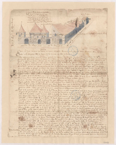 Vertus. Plan de la maison de Lange et de la maison du Cigne, s. d. -XVIIème siècle.
