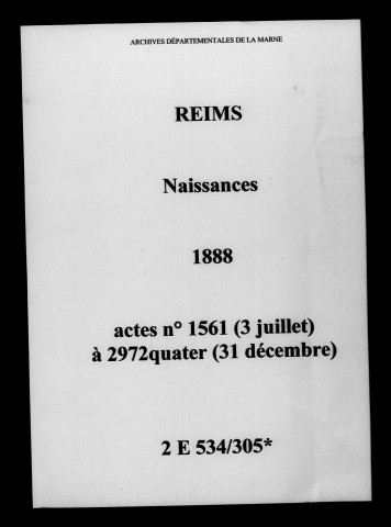 Reims. Naissances 1888