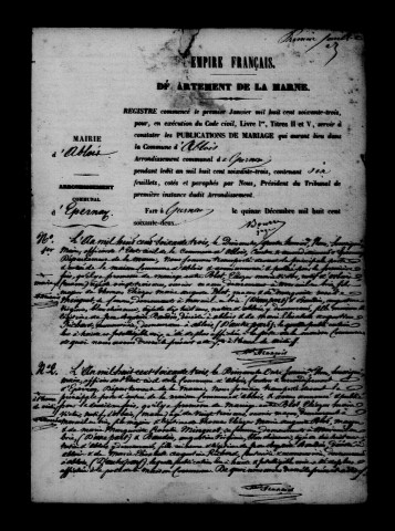 Ablois. Publications de mariage, mariages 1863-1877