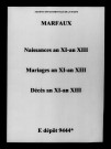 Marfaux. Naissances, mariages, décès an XI-an XIII