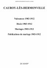 Cauroy-lès-Hermonville. Naissances, décès, mariages, publications de mariage 1903-1912