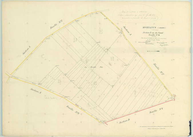 Val-des-Marais (51158). Morains (51383). Section A4 échelle 1/1000, plan mis à jour pour 1927, plan non régulier (papier)