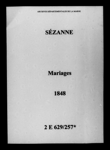 Sézanne. Mariages 1848