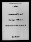 Lhéry. Naissances, mariages, décès 1793-an X