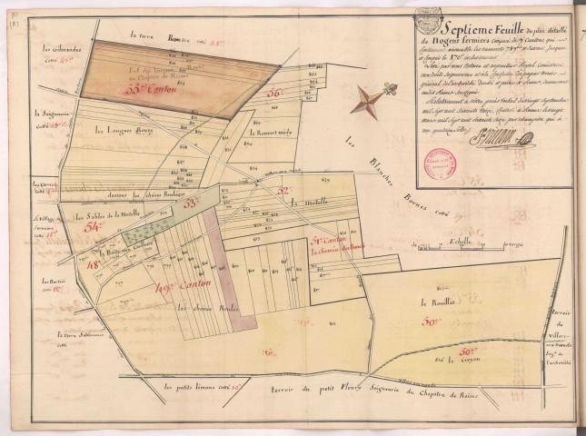 Plan détaillé du village et terroir de Nogent-Sermiers : 7ème feuille (1776), Pierre Villain