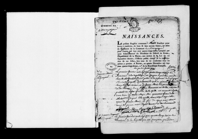 Bourgogne. Naissances, mariages, décès, publications de mariage 1793-an X