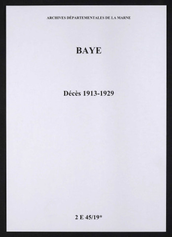 Baye. Décès 1913-1929