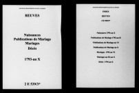 Reuves. Naissances, publications de mariage, mariages, décès 1793-an X