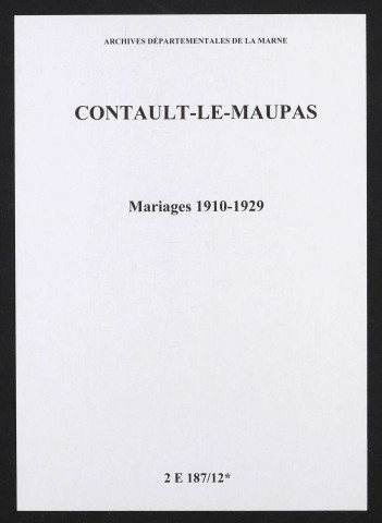 Contault. Mariages 1910-1929