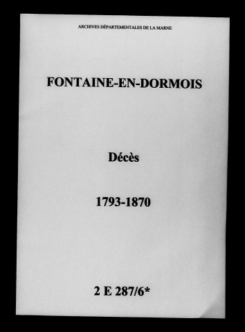Fontaine-en-Dormois. Décès 1793-1870