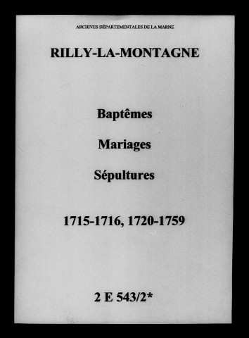 Rilly-la-Montagne. Baptêmes, mariages, sépultures 1715-1759