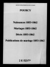Pourcy. Naissances, mariages, décès, publications de mariage 1853-1862