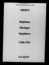 Merfy. Baptêmes, mariages, sépultures 1760-1792