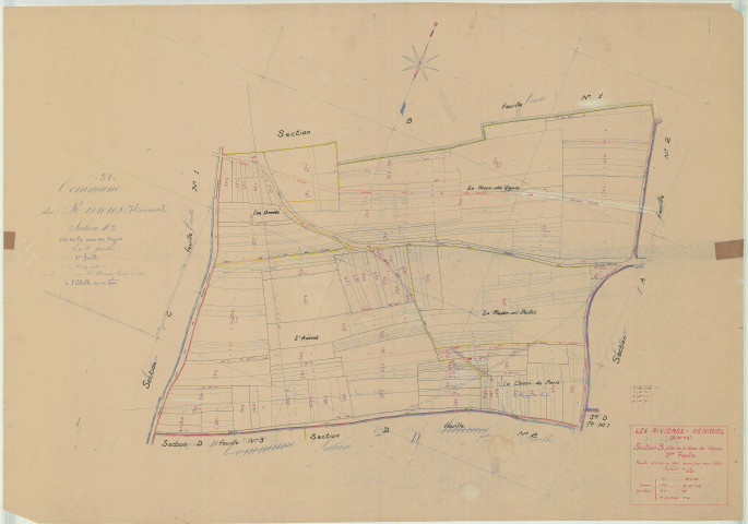 Rivières-Henruel (Les) (51463). Section B2 échelle 1/2000, plan mis à jour pour 1955, plan non régulier (papier)