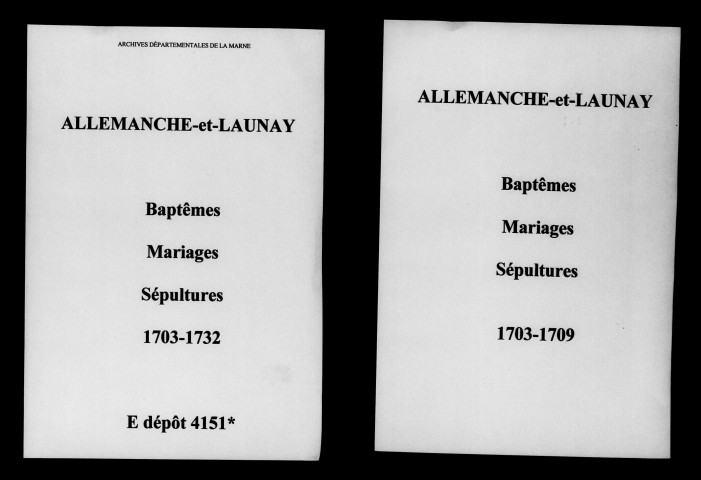 Allemanche-Launay. Baptêmes, mariages, sépultures 1703-1732