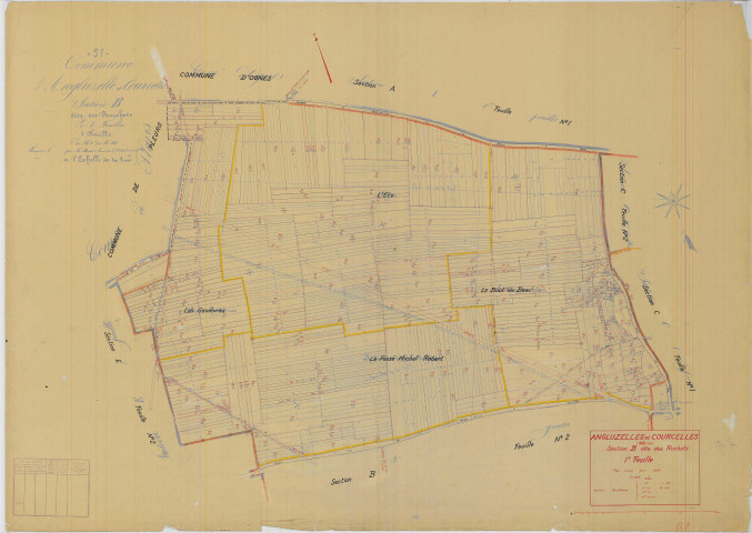 Angluzelles-et-Courcelles (51010). Section B1 échelle 1/2000, plan mis à jour pour 01/01/1938, non régulier (papier)