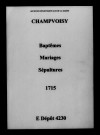 Champvoisy. Baptêmes, mariages, sépultures 1715