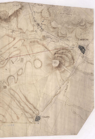 Route de Vertus-Epernay. Carte pour servir au projet de la route de Vertus à Epernay, 1773.