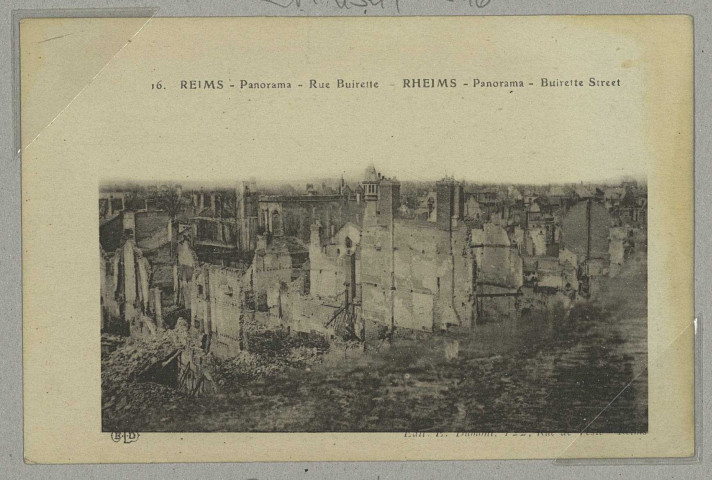 REIMS. 16. Panorama - Rue Buirette - Rheims - Panorama - Buirette Street.
ReimsE.L.D. Édit. E. Dumont.Sans date