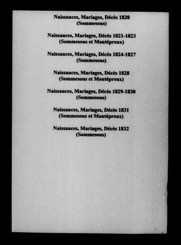 Sommesous. Naissances, mariages, décès 1813-1832