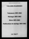 Villers-Marmery. Naissances, mariages, décès, publications de mariage 1853-1862
