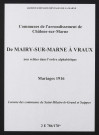 Communes de Mairy-sur-Marne à Vraux de l'arrondissement de Châlons. Mariages 1916