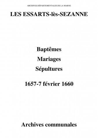 Essarts-lès-Sézanne (Les) . Baptêmes, mariages, sépultures 1657-1660
