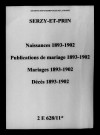 Serzy-et-Prin. Naissances, publications de mariage, mariages, décès 1893-1902
