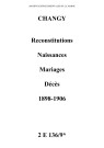 Changy. Naissances, mariages, décès 1898-1906 (reconstitutions)