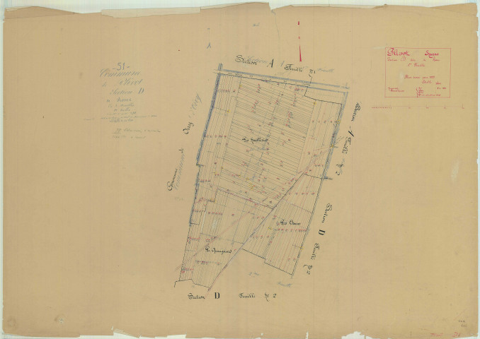 Plivot (51434). Section D1 échelle 1/2500, plan mis à jour pour 01/01/1935, non régulier (papier)