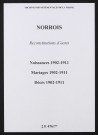 Norrois. Naissances, mariages, décès 1902-1911 (reconstitutions)