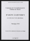 Communes d'Aigny à Louvercy de l'arrondissement de Châlons. Mariages 1914