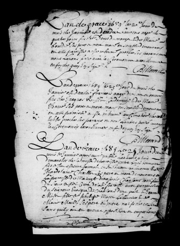 Vraux. Baptêmes, mariages, sépultures 1689-1761