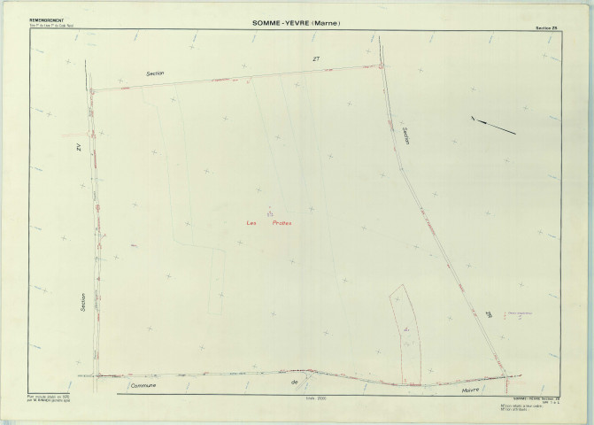 Somme-Yèvre (51549). Section ZS échelle 1/2000, plan remembré pour 1970, plan régulier (papier armé)