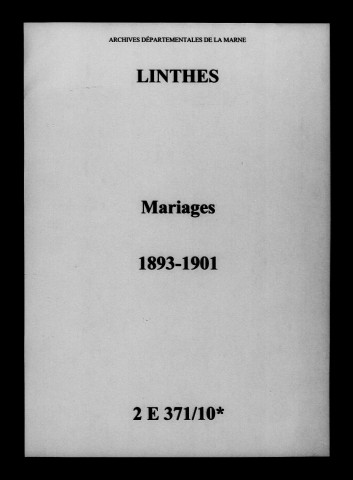 Linthes. Mariages 1893-1901