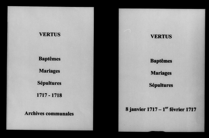 Vertus. Baptêmes, mariages, sépultures 1717-1718