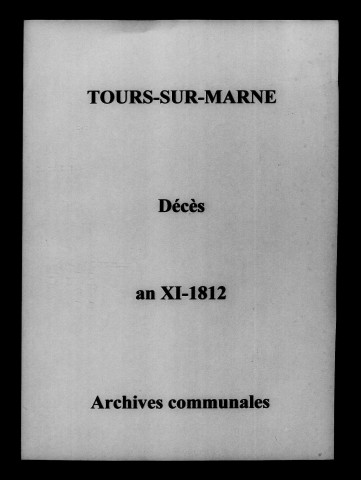 Tours-sur-Marne. Décès an XI-1812