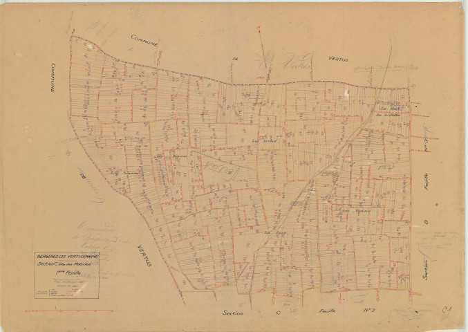 Bergères-lès-Vertus (51049). Section C1 échelle 1/1250, plan révisé pour 1937, plan non régulier (papier)