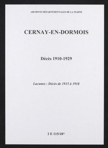 Cernay-en-Dormois. Décès 1910-1929