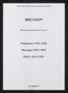 Brusson. Naissances, mariages, décès 1911-1921 (reconstitutions)
