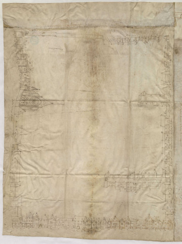 Plan figuratif de la seigneurie du chapitre dans les rues du Bourg-de-Vesle, du Chapelet, du Jard-Monsieur-de-Reims, du Bourg-Saint-Denis et de Suzin, à Reims (1648), Nicolas La Joye