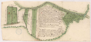 Festigny. Plan figuratif de quatre pièces de pré sises sur le terroir de Fetigny, XVIIIè s..