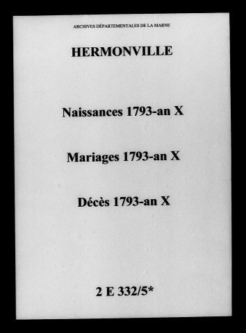 Hermonville. Naissances, mariages, décès 1793-an X