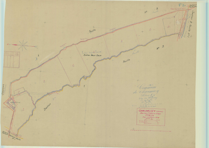 Chaumuzy (51140). Section F2 échelle 1/1000, plan mis à jour pour 1944, plan non régulier (papier).